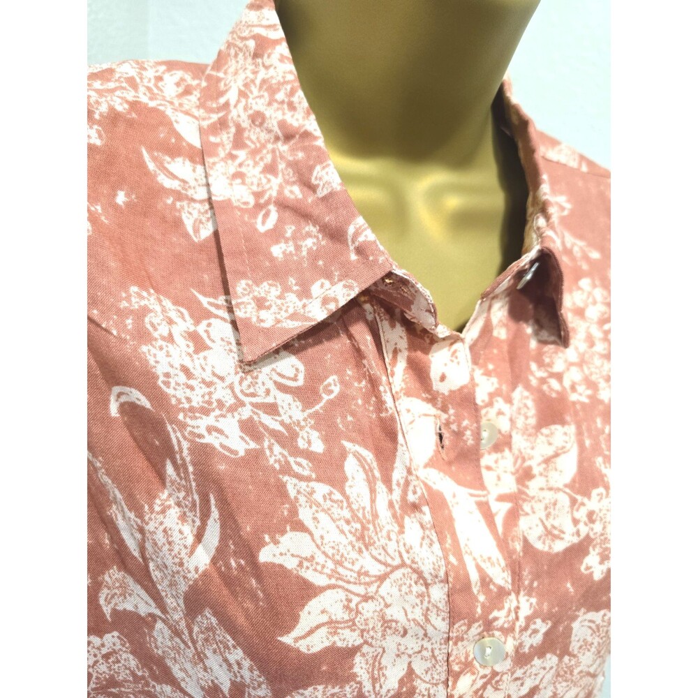 Pink Floral Shirt Dress Medium Sleeveless Ruffle Modest Country Cowgirl Prairie